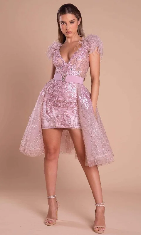 Everyday Style Soft Wear Pieces Portia and Scarlett - PS21101 Embellished Deep V Neck Fitted Dress