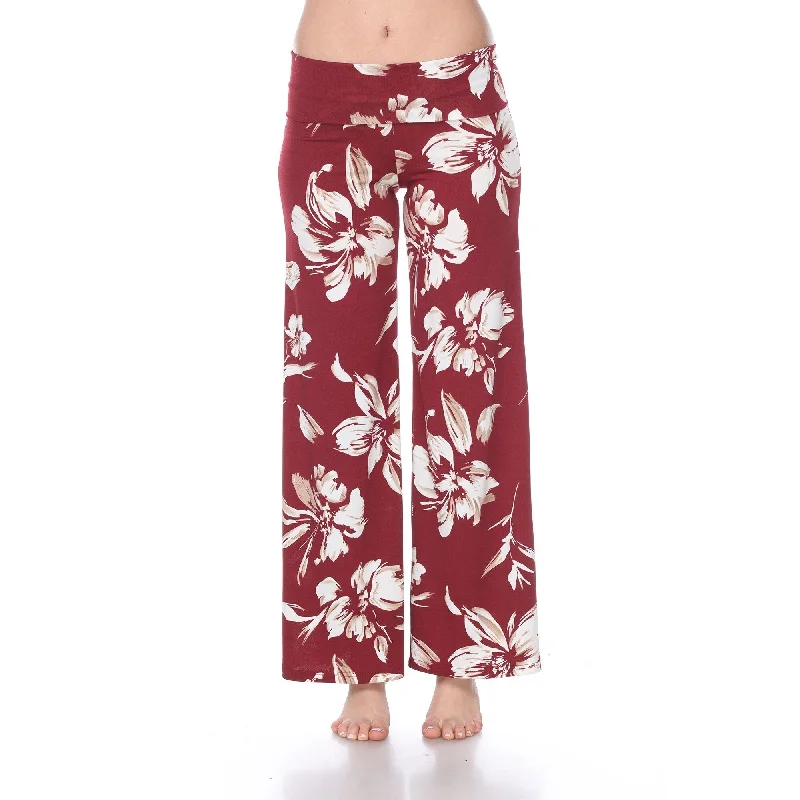 Chic Comfort Relaxed Comfort Pieces White Mark Women's Flower Print Palazzo Pants
