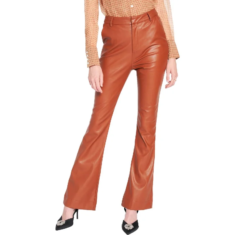 Relaxed Dresses Cozy Fashion Pieces En Saison Women's Faux Leather High Waisted Flare Pants