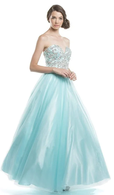 Breathable Comfort Effortless Cozy Outfits Aspeed Design - Crystal Embellished Strapless Evening Gown