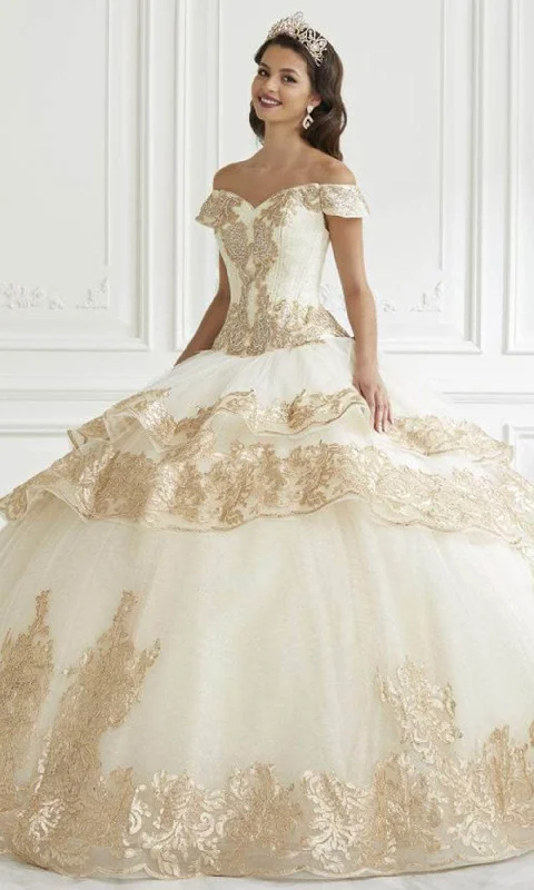Stylish Ease Cozy Pieces Wear LA Glitter - 24091 Off Shoulder Peplum Ballgown