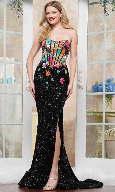 Comfy Dress Simple Chic Options Colors Dress 3561 - Floral Sequin Scoop Neck Prom Gown