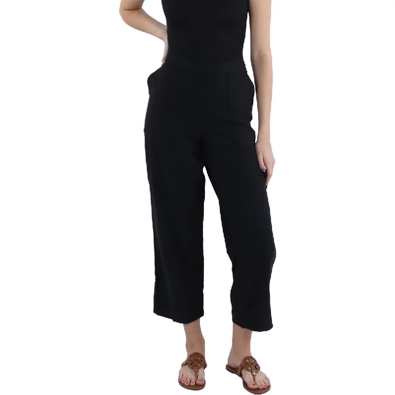 Soft Feel Trendy Soft Fit Lee Womens Linen Blend Mid-Rise Cropped Pants
