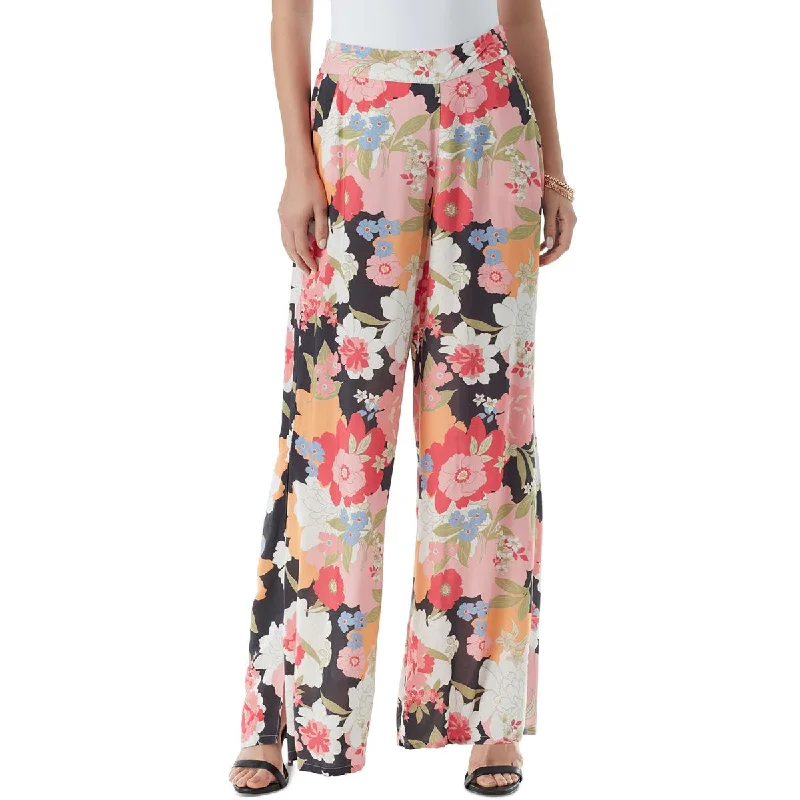 Breezy Comfort Effortless Street Chic Jessica Simpson Womens Floral Print Elastic Wide Leg Pants