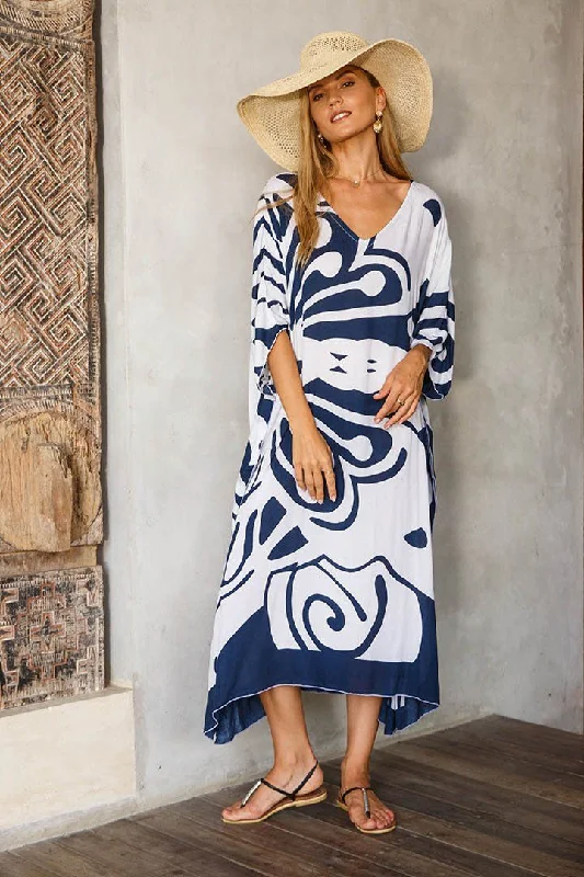 Soft Fabrics Comfy Outfits Wearable SHU-SHI Women's Long Beach Butterfly Caftan Tunic Dress - Swimsuit Cover-Up Loose Poncho