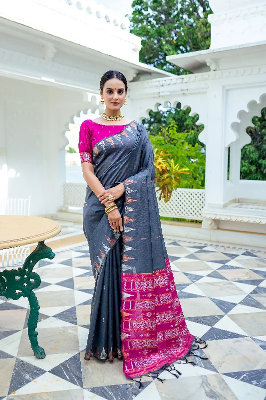 Fashion Comfort Simple Comfort Trends Women's Dark Grey Woven South Silk Saree With Blouse (Saree Blouse Without stitch) - Aastha Fashion Fashion Comfort Simple Comfort Trends Women's Dark Grey Woven South Silk Saree With Blouse (Saree Blouse Without stitch) - Aastha Fashion