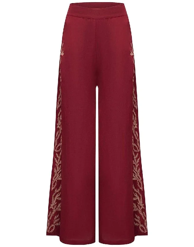 Trendy Looks Cozy Everyday Wear Palazzo Pants - Burgundy