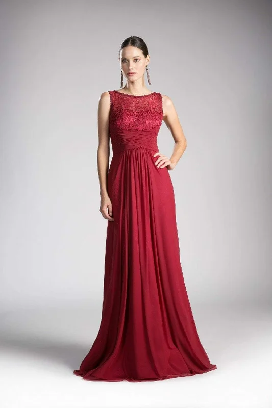 Elegant Wear Affordable Soft Layers Cinderella Divine - CH525 Bateau Neckline Ruched Empire Waist Gown