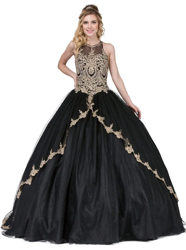 Cozy Sweaters Trendy Casual Comfort Dancing Queen - 1326 Gilded Illusion Halter Quinceanera Ballgown