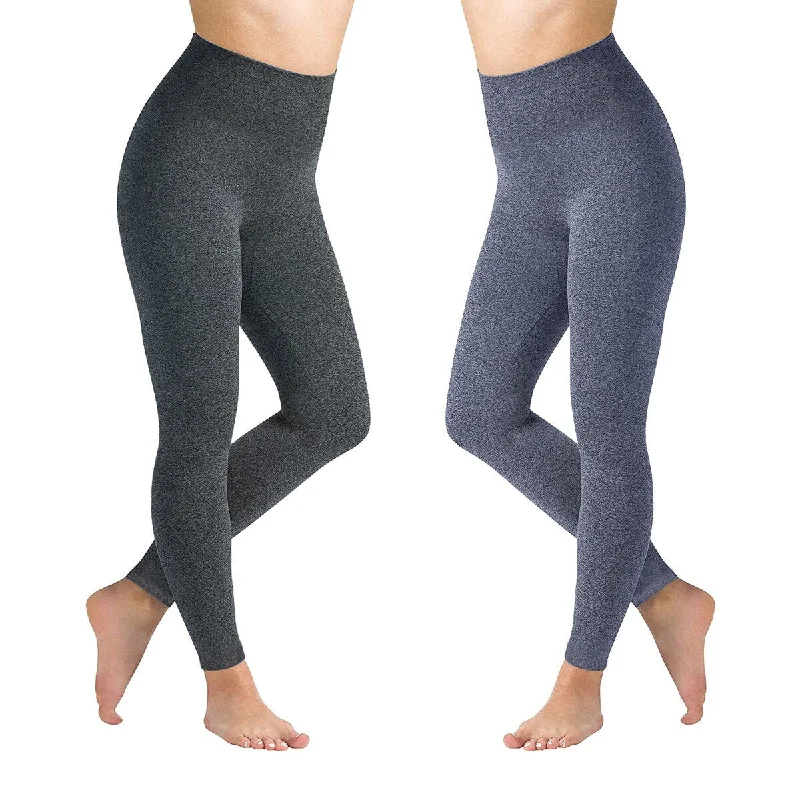 Soft Layers Soft Wearable Comfort MultiPack HighWaisted Fleece Lined Marled Leggings Regular And Plus Size