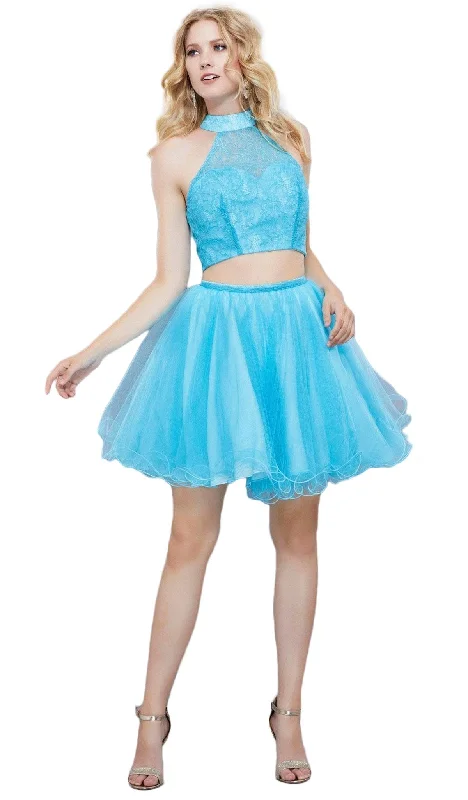 Casual Comfort Effortless Fashion Options Nox Anabel - 6354 Lace Illusion High Halter A-line Dress