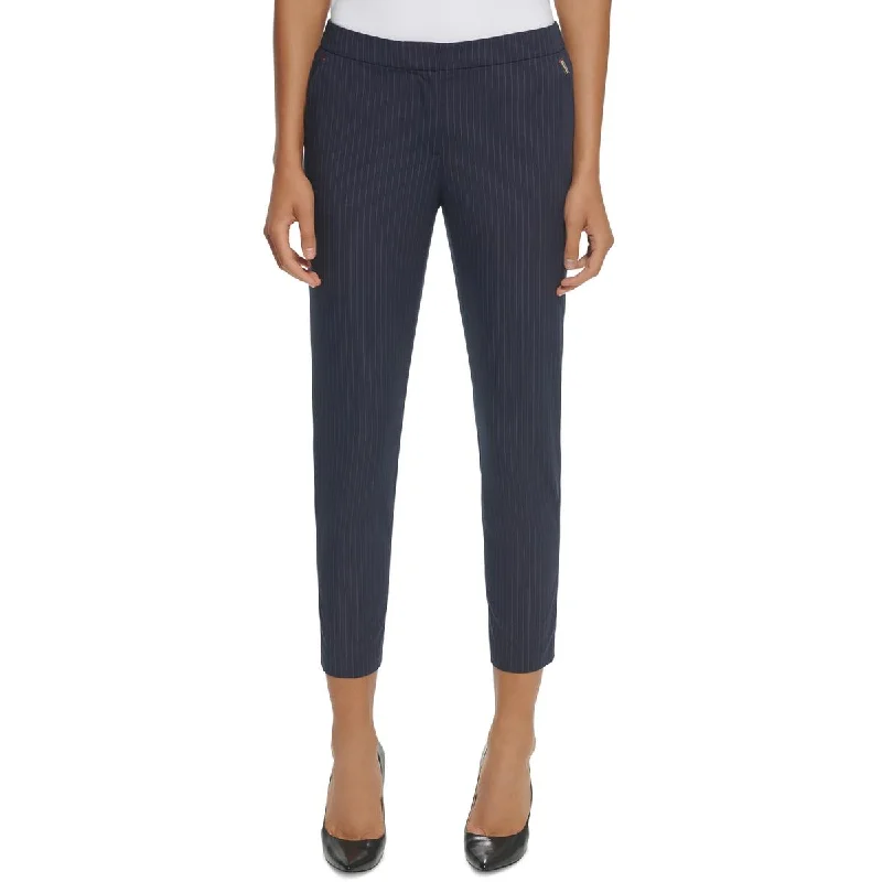 Relaxed Fashion Stylish Layered Wear Tommy Hilfiger Womens Pinstripe Stretch Ankle Pants