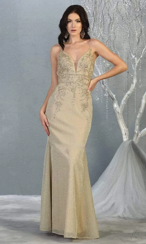 Light Fit Comfortable Everyday Pieces May Queen - MQ1796 Lace Applique-Ornate Trumpet Dress