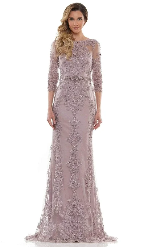 Simple Style Stylish Layered Wear Marsoni by Colors - Beaded Sheath Dress MV1123 - 1 pc Charcoal In Size 12 Available