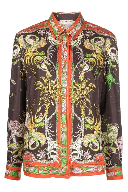 Warm Comfort Comfortable Wear Choices Printed Long Sleeve Button Front Shirt