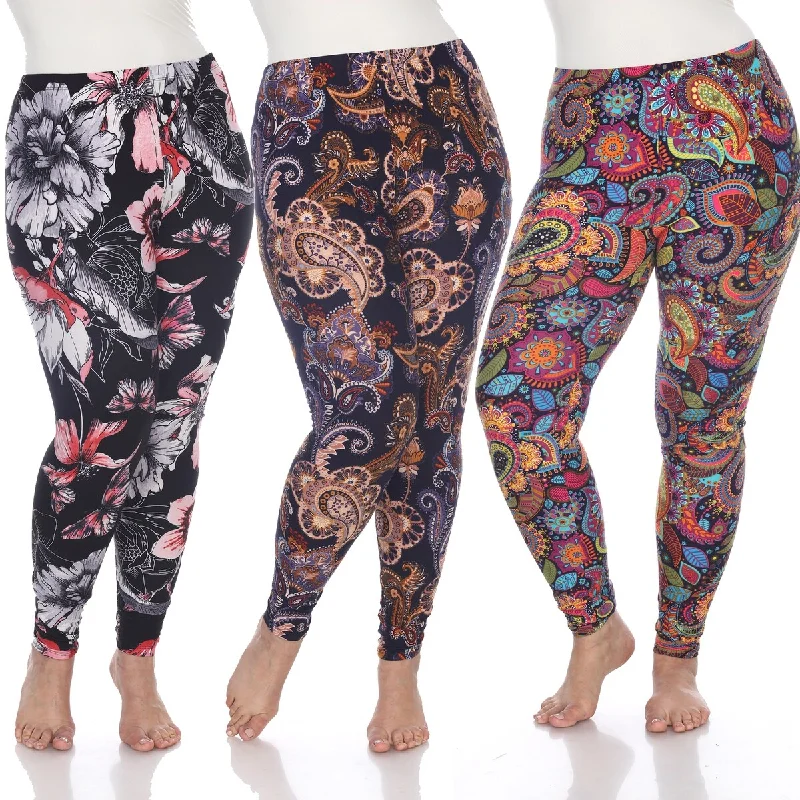 Stylish Wear Cozy Everyday Layers White Mark Women's Pack of 3 Plus Size Leggings