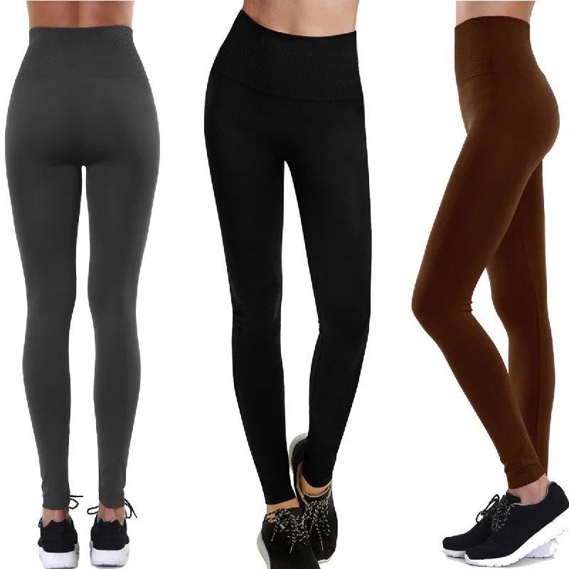 Layered Style Effortless Street Chic HighWaisted Fleece Lined Leggings Regular Plus Sizes Soft Warm Stretchy 97percent Polyester