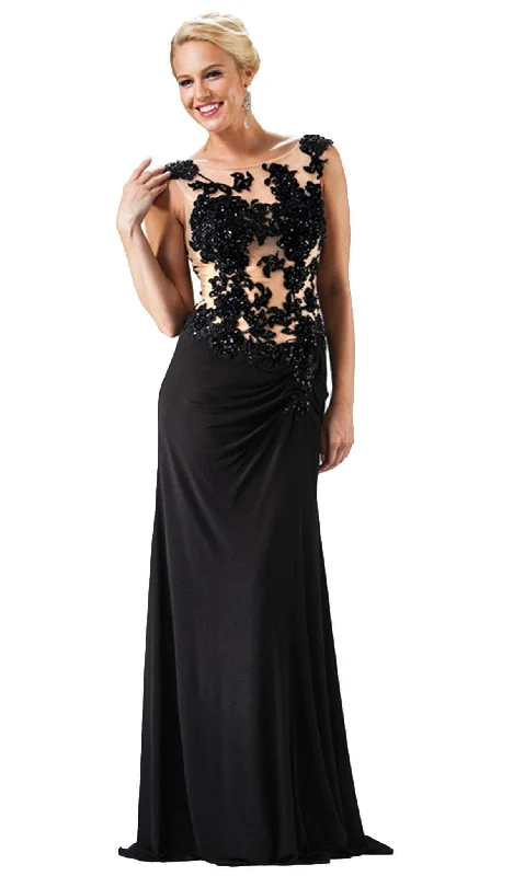 Comfortable Dresses Effortless Street Chic Cinderella Divine - Beaded Lace Illusion Bateau Sheath Dress