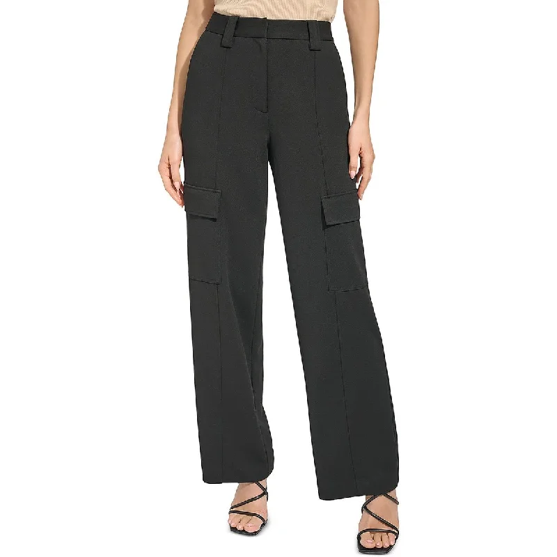 Cozy Fashion Affordable Soft Fit DKNY Womens Crepe Mid-Rise Wide Leg Pants