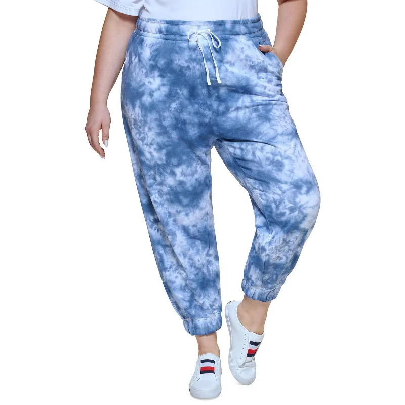 Layered Comfort Soft Wear Fit Tommy Hilfiger Sport Womens Plus Logo Tie Dye Jogger Pants