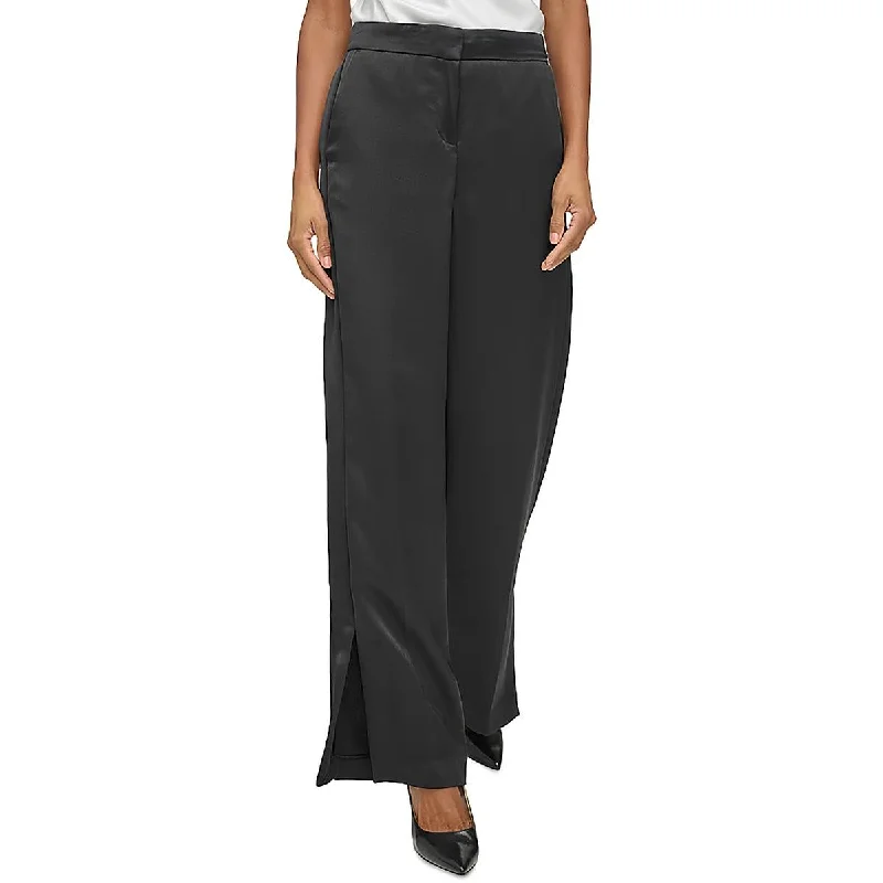 Comfort Fit Warm Soft Clothing Karl Lagerfeld Paris Womens High Rise Side Slit Suit Pants