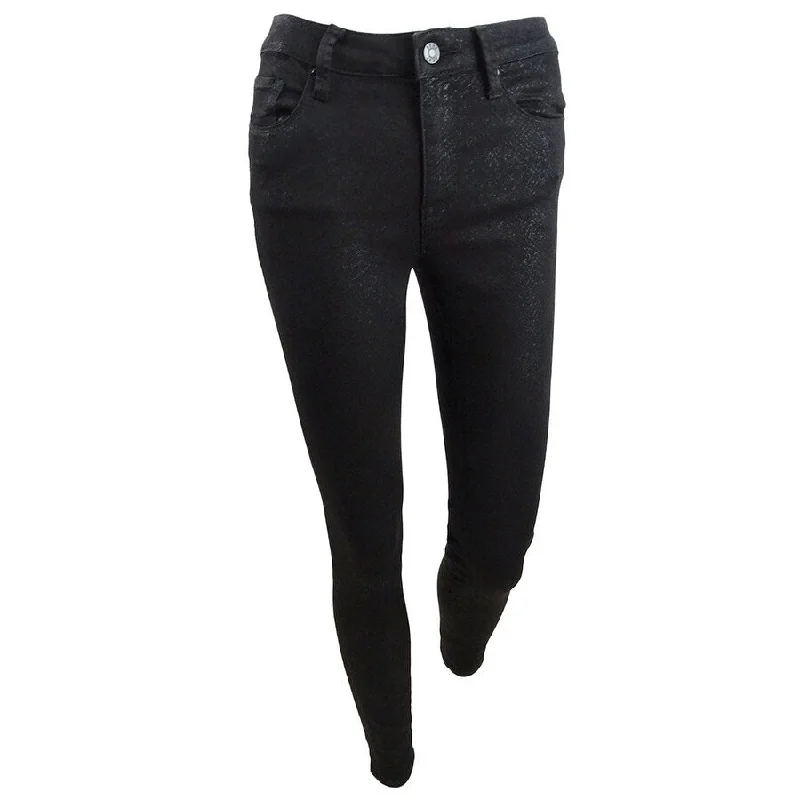 Easy Chic Cozy Everyday Layers DKNY Women's Coated Snake-Embossed Everywhere Skinny Jeans (25, Black)