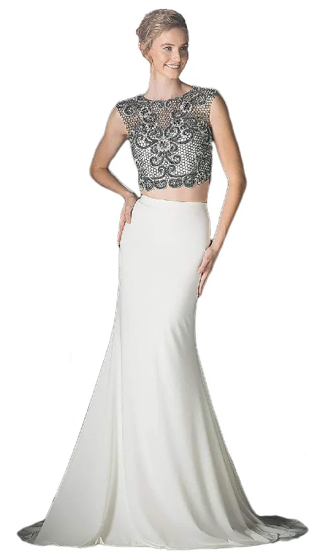 Everyday Comfort Comfortable Chic Wearables Cinderella Divine - Beaded Sleeveless Two-Piece Chiffon Evening Gown