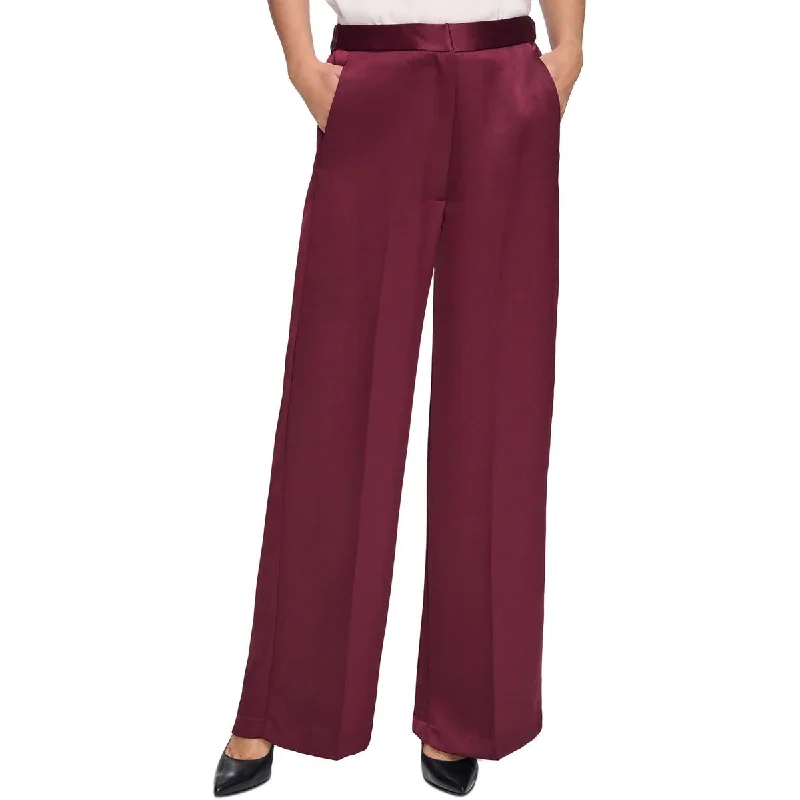 Cozy Chic Wear Stylish Relaxed Pieces DKNY Womens Wide Leg Satin Wide Leg Pants