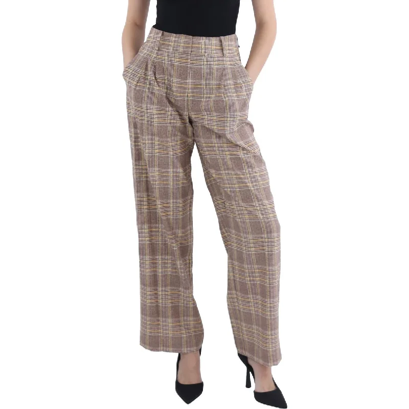 Simple Style Casual Soft Fit Vince Camuto Womens Plus Plaid High Rise Wide Leg Pants