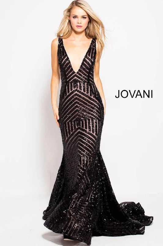 Cozy Pants Affordable Cozy Style Jovani - Sequined Plunging Gown 59762SC