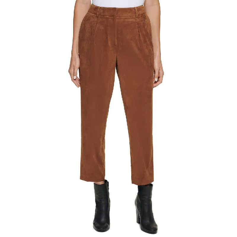 Versatile Comfort Stylish Relaxed Clothing Calvin Klein Womens Faux Suede High Rise Cropped Pants