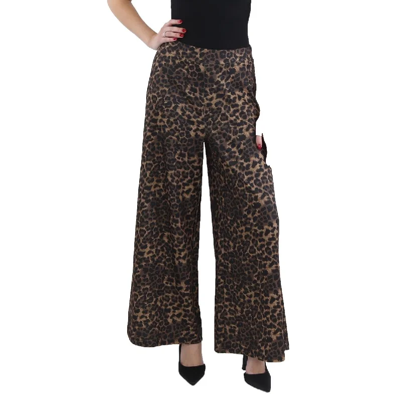 Trendy Wear Fashionable Cozy Looks Patrizia Luca Womens Animal Print Long Wide Leg Pants