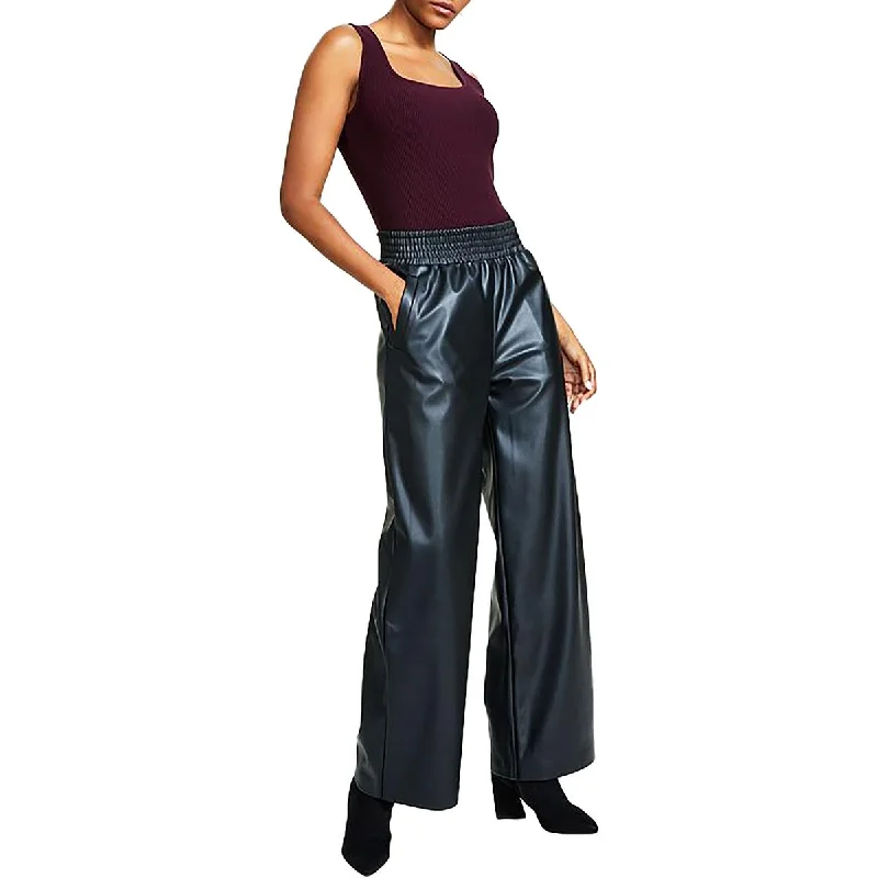 Cozy Layers Stylish Soft Outfits Bar III Womens Petites Stretch Faux Leather Wide Leg Pants Cozy Layers Stylish Soft Outfits Bar III Womens Petites Stretch Faux Leather Wide Leg Pants