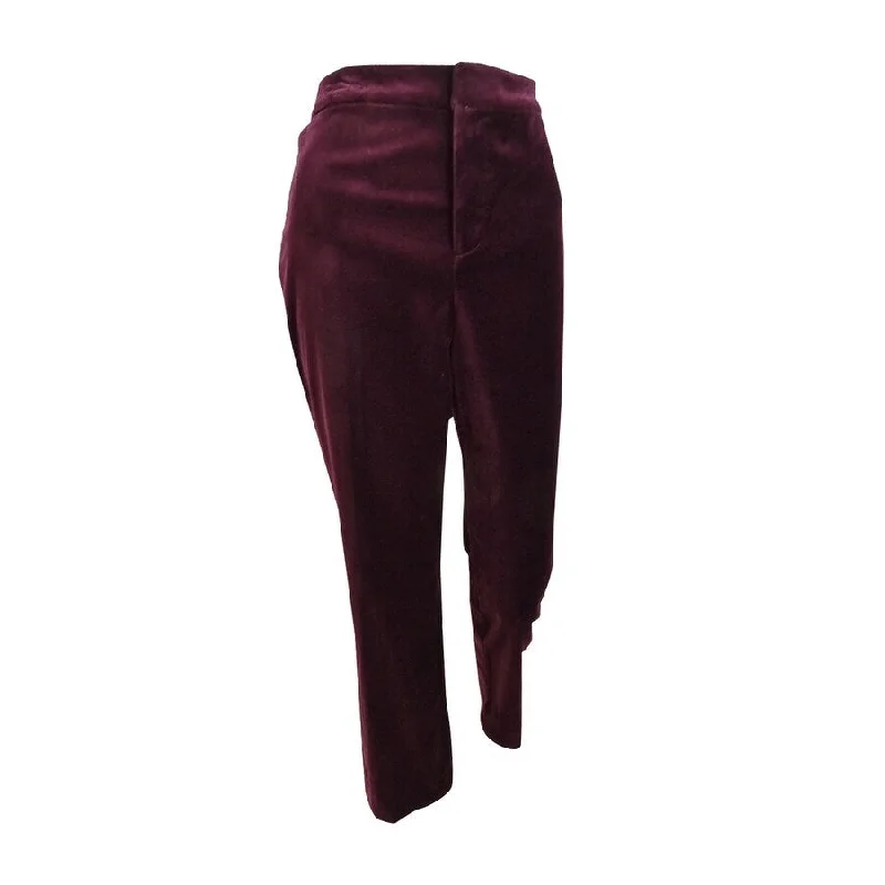 Comfortable Tops Affordable Soft Layers Lauren Ralph Lauren Women's Stretch Velvet Straight Pants (12, Red)