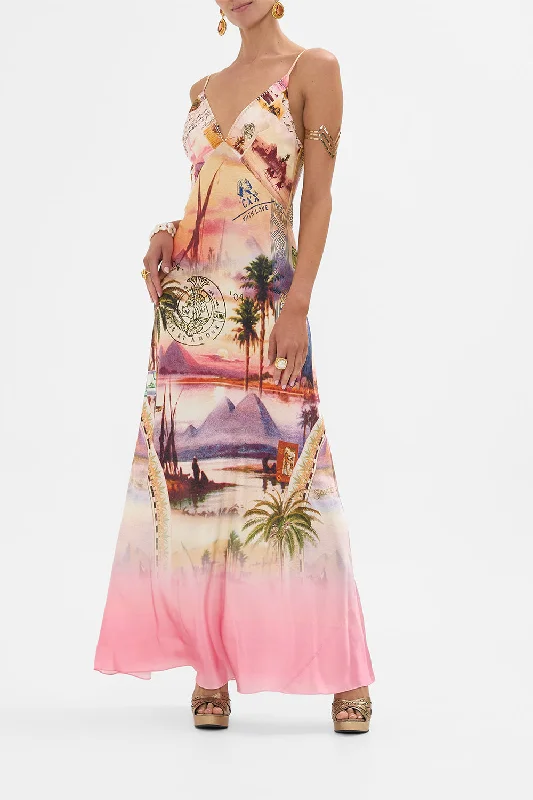 Urban Comfort Warm Street Style V NECK FULL LENGTH BIAS SLIP DRESS MILLAS GOT MAIL
