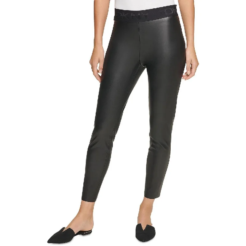 Relaxed Fashion Comfortable Fashion Layers DKNY Womens Faux Leather Logo Leggings