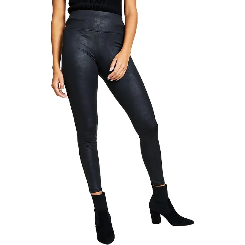 Soft Layers Effortless Cozy Outfits Bar III Womens Petites Coated High Waist Leggings