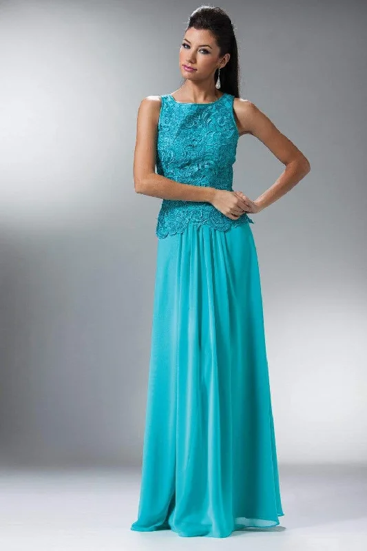 Versatile Style Trendy Soft Fit Cinderella Divine - Lace Bateau Neck Chiffon A-line Dress