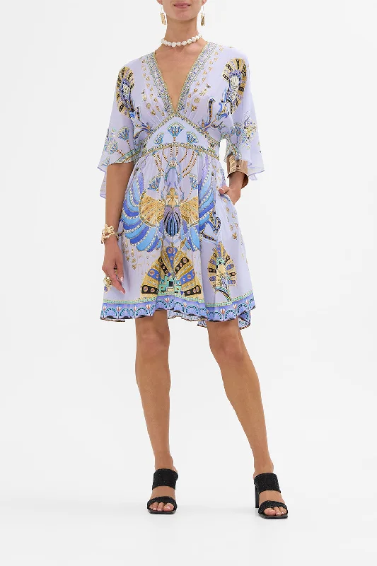 Sporty Comfort Trendy Warm Pieces SHORT WAISTED DRESS UNDER SCARAB SKIES