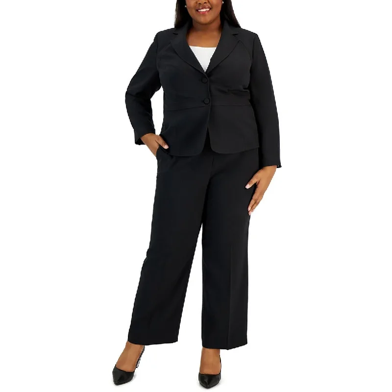 Luxe Comfort Cozy Street Fashion Le Suit Womens Plus Knit Wide Leg Dress Pants