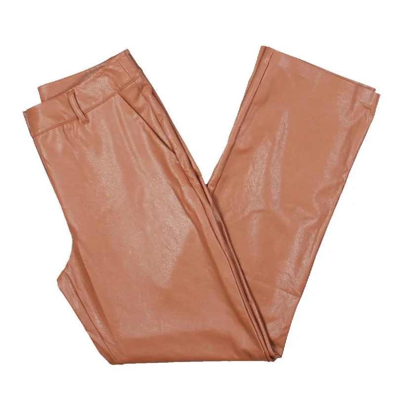 Cozy Knits Cozy Chic Styles Commando Womens Faux Leather Straight Leg Trouser Pants
