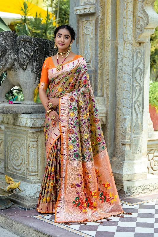 Casual Fit Soft and Relaxed Fashion Women's Coffee Woven Kanjivaram Silk Saree With Blouse (Saree Blouse Without stitch) - Aastha Fashion Casual Fit Soft and Relaxed Fashion Women's Coffee Woven Kanjivaram Silk Saree With Blouse (Saree Blouse Without stitch) - Aastha Fashion