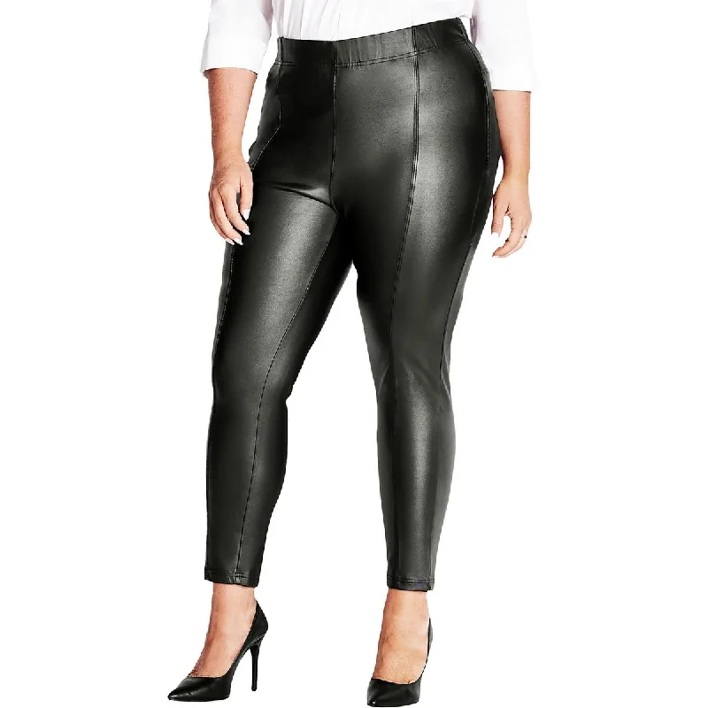Easygoing Fashion Cozy Smart Wear Avenue Studio Womens Faux Leather Pull On Straight Leg Pants