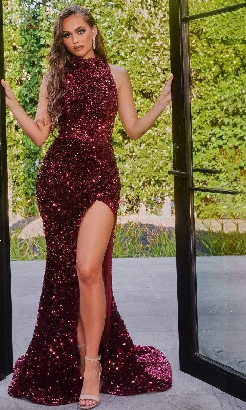 Cozy Fit Wear Stylish Layered Wear Portia and Scarlett - PS22010 Sequined High Neck Trumpet Dress