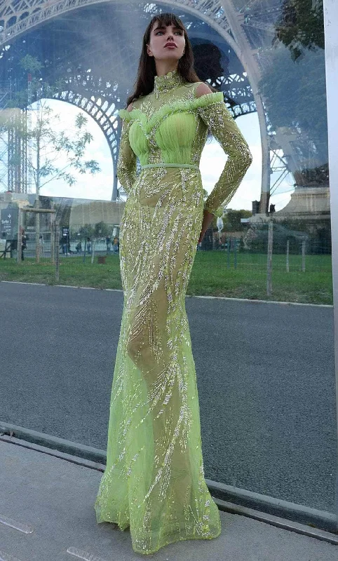 Breezy Comfort Practical Warm Clothing MNM COUTURE K4010 - Cold Shoulder Embellished Prom Dress