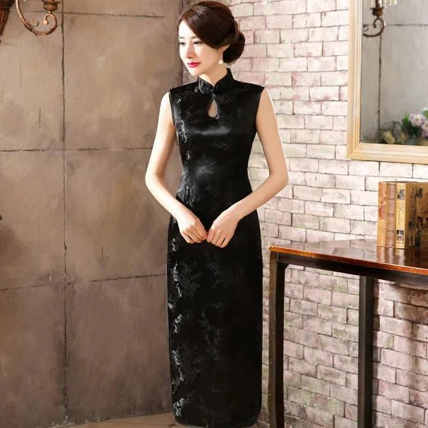 Versatile Comfort Affordable Soft Layers Sleeveless Brocade Traditional Cheongsam Floral Chinese Dress