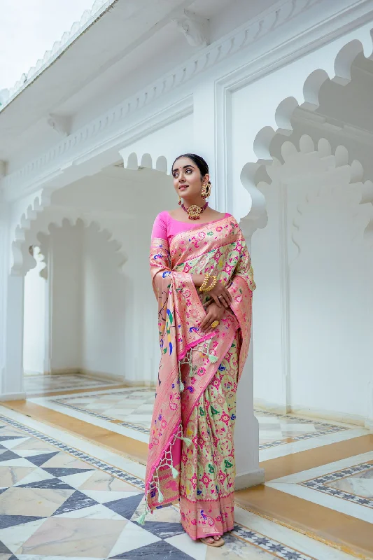 Weekend Comfort Comfy Warm Fashion Women's Sea Green Woven Paithani Silk Saree With Blouse (Saree Blouse Without stitch) - Aastha Fashion Weekend Comfort Comfy Warm Fashion Women's Sea Green Woven Paithani Silk Saree With Blouse (Saree Blouse Without stitch) - Aastha Fashion