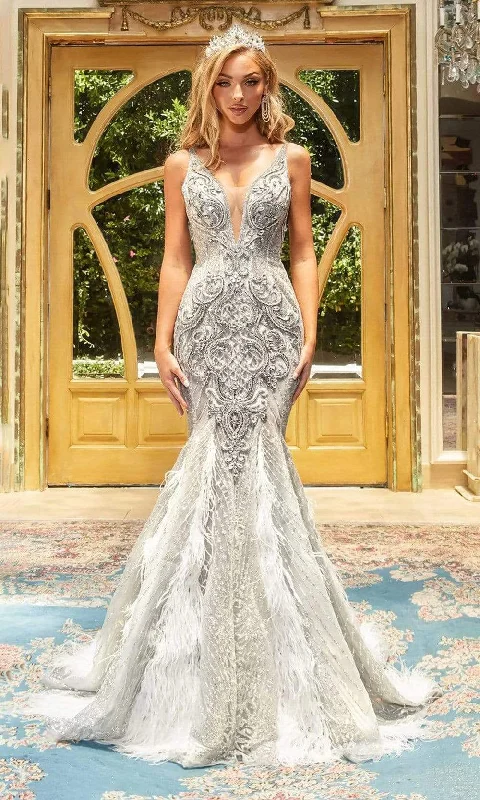 Cozy Chic Comfy Layering Trends Portia and Scarlett - PS22966 Striking Beadwork Plunging Gown