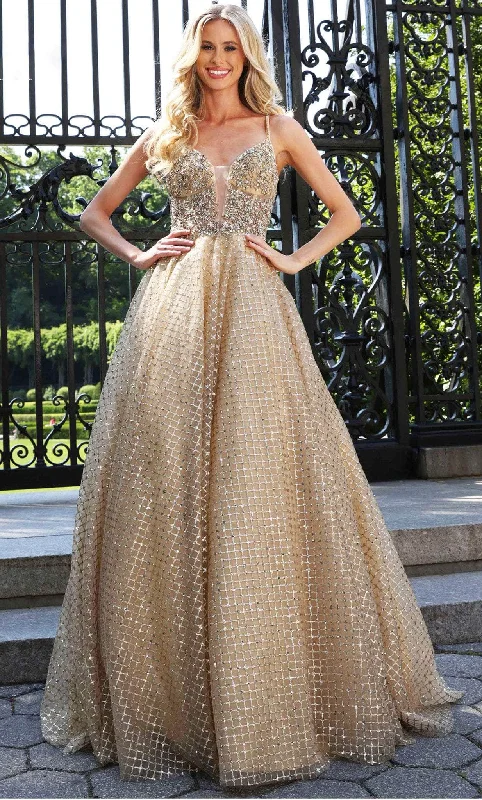 Comfortable Fashion Cozy Everyday Layers Colors Dress 2935 - Lattice Glittered A-line Sleeveless Gown