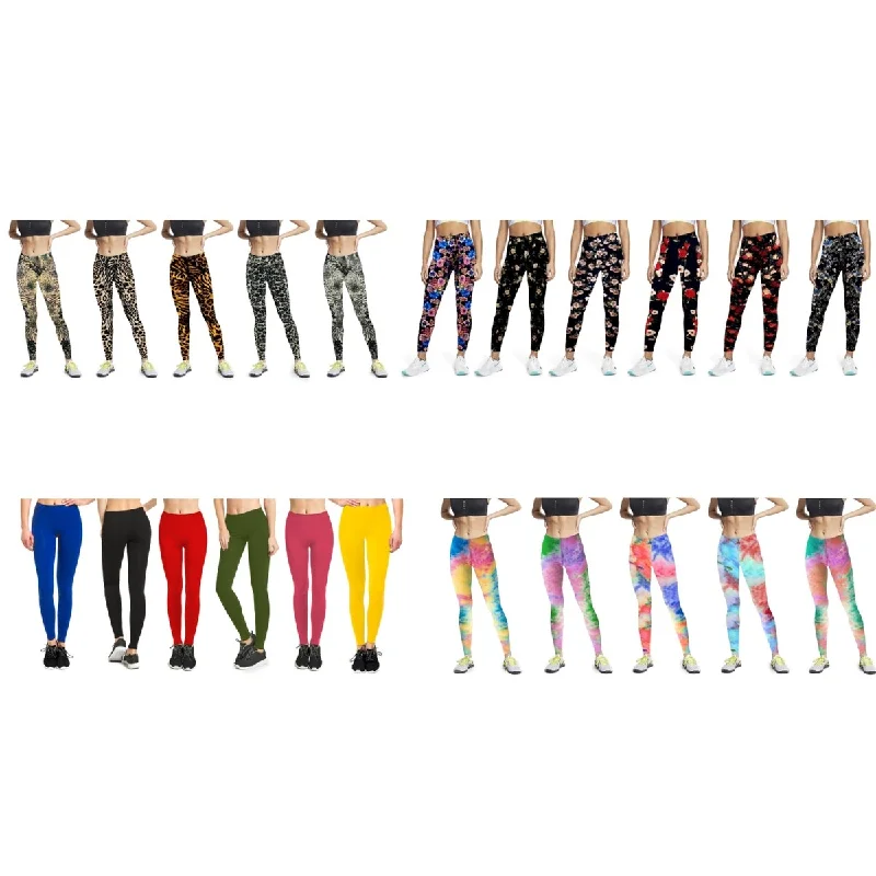 Comfortable Dresses Trendy Soft Looks 4Pack Womens Slim Fit Comfy Stretchy Elastic Waistband Leggings